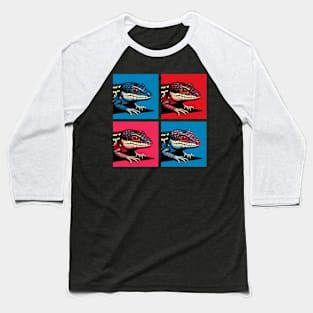 Red-Eyed Crocodile Skink Pop Art - Cool Lizard Baseball T-Shirt